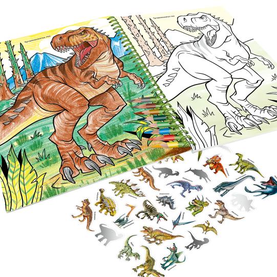 LIBRO COLOREAR C/LAP.DINO WORLD
