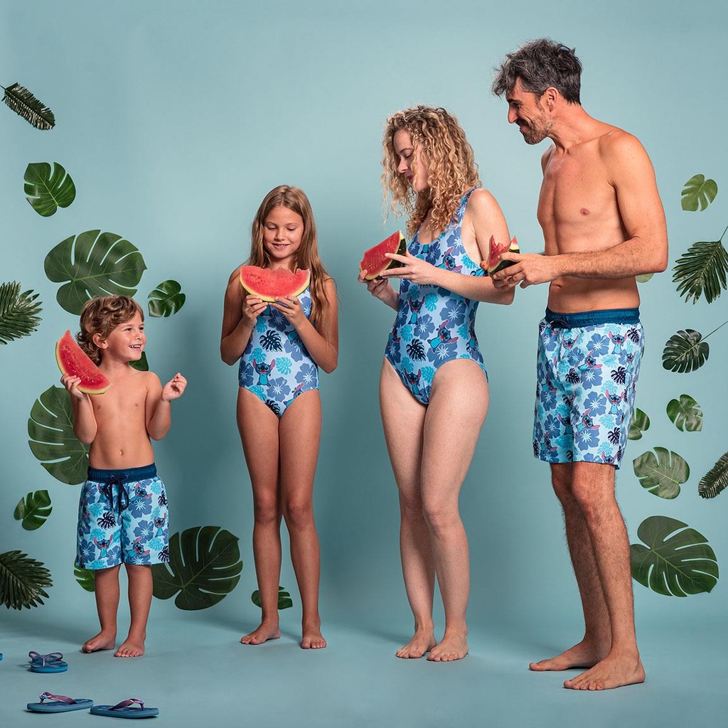 BERMUDA BAÑO STITCH AZUL T.3