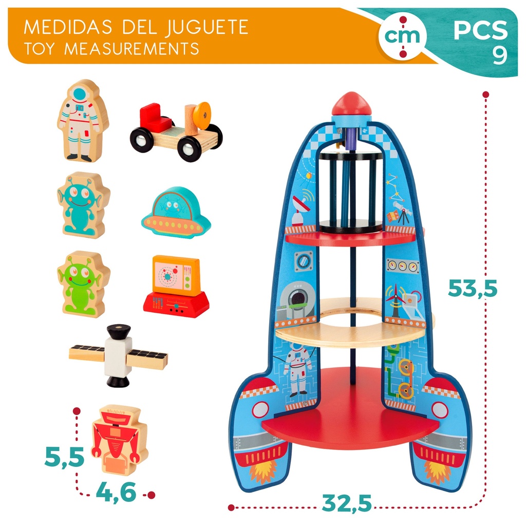 COHETE DE MADERA 33x33x53