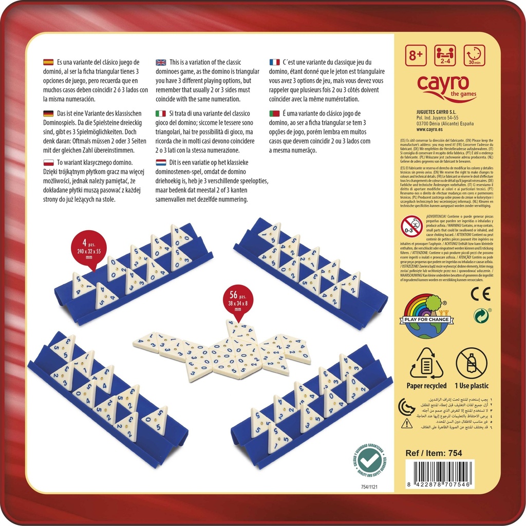 DOMINO TRIANGULAR CAJA METAL