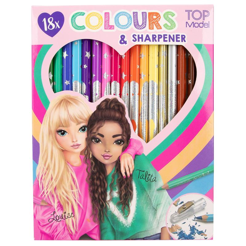 LAPICES COLORES (18)+SACAPUNTAS TOP MODEL