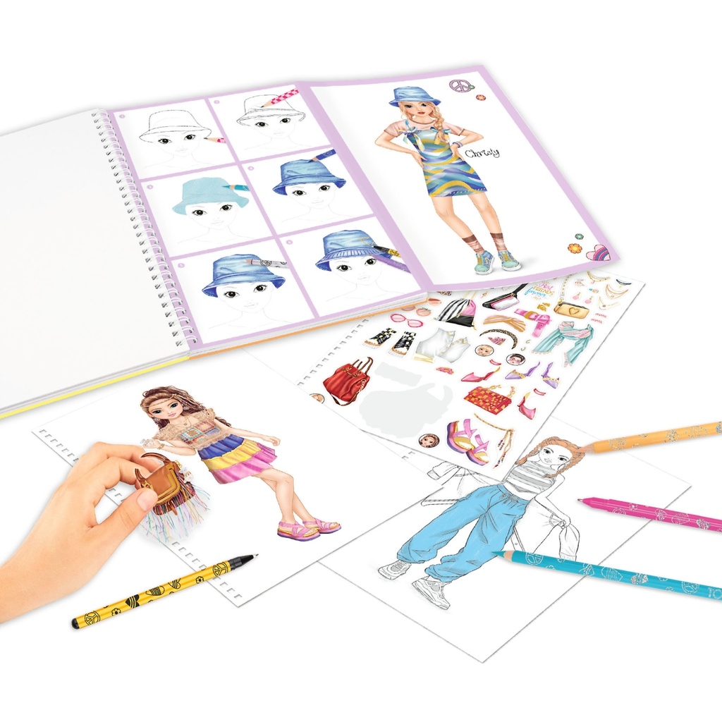 LIBRO COLOREAR+SET COLORES TOP MODEL