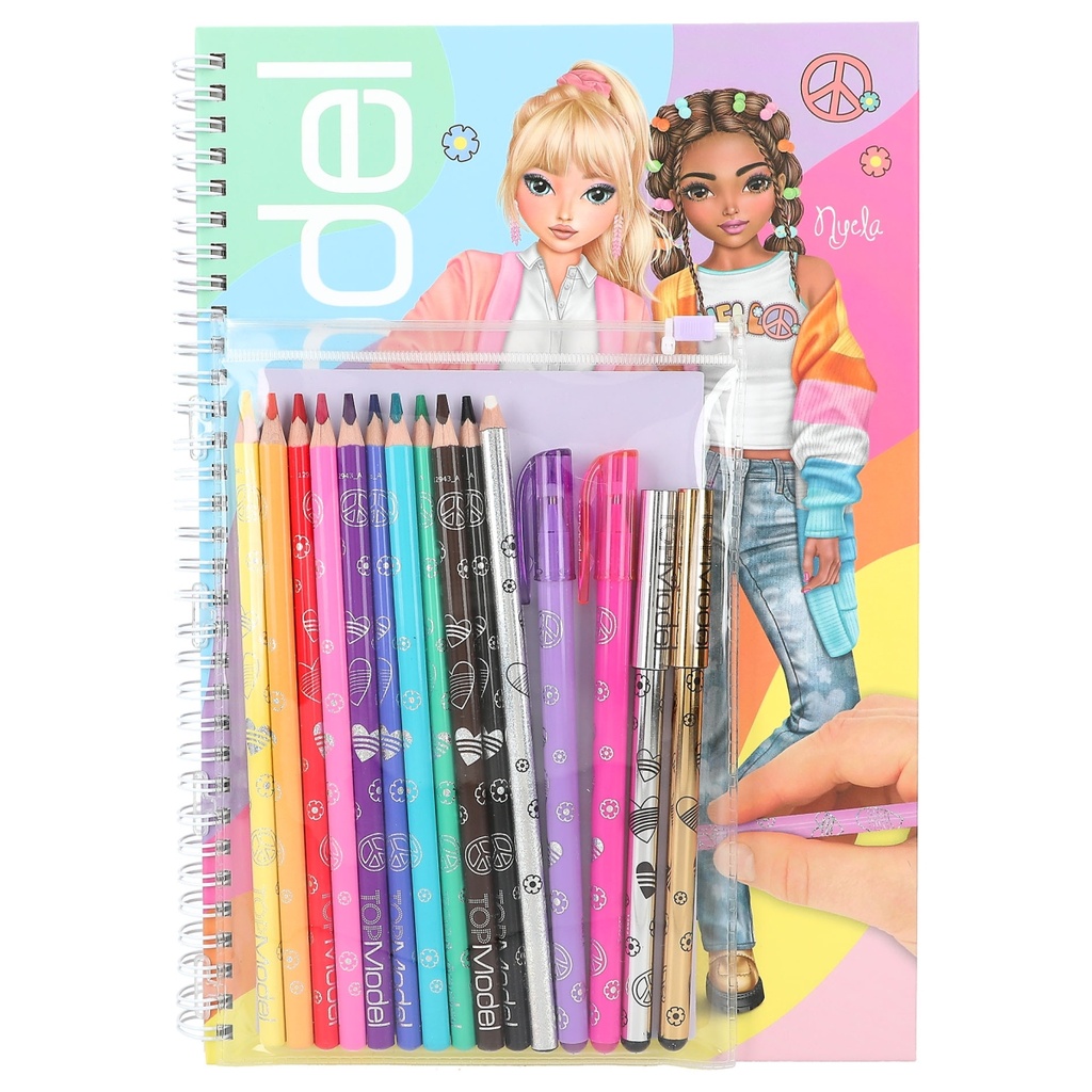 LIBRO COLOREAR+SET COLORES TOP MODEL