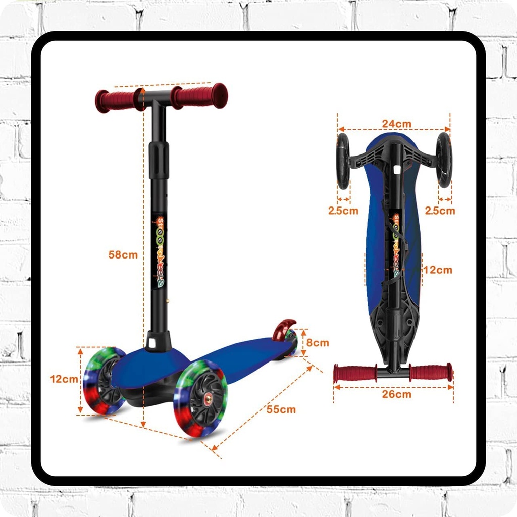 PATINETE 3 R. LUCES LED AZUL