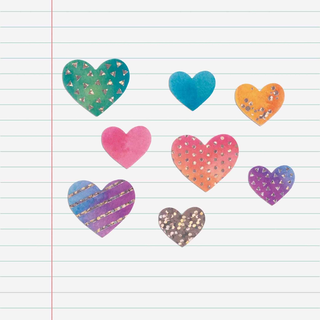 PEGATINAS CORAZONES HOLOGR.