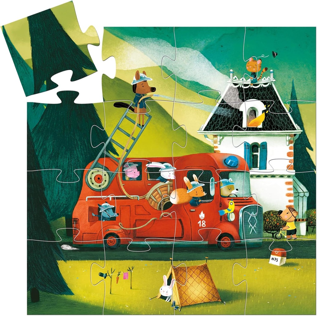 PUZZLE SILUETA CAMION BOMBEROS