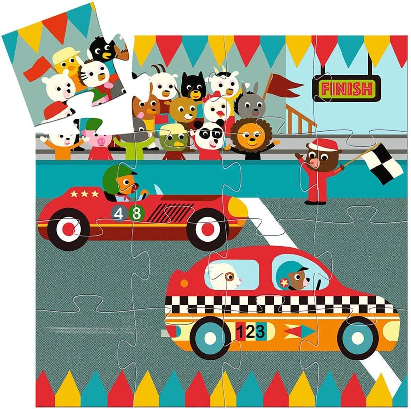 PUZZLE SILUETA COCHE CARRETAS