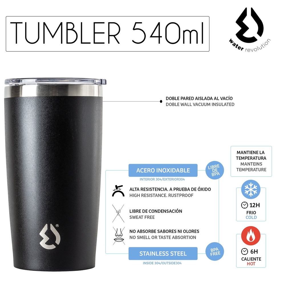 VASO TERMICO 540 ML.NEGRO