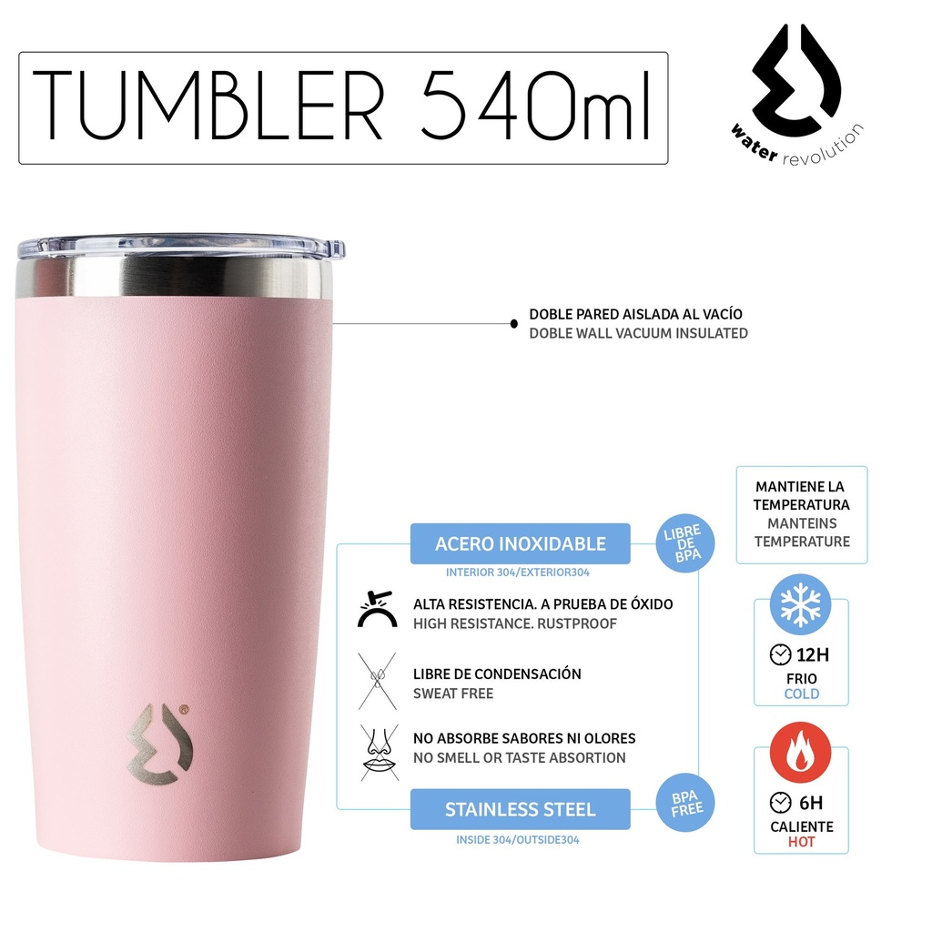 VASO TERMICO 540 ML.ROSA PASTEL