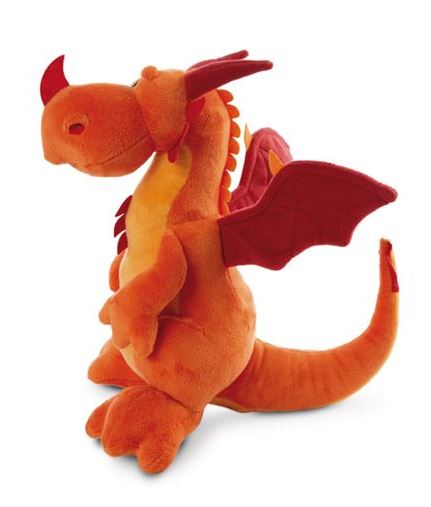 PELUCHE DRAGON NARANJA SENTADO 30CM.