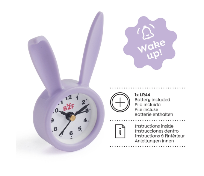 RELOJ DESPERTADOR CONEJO LILA