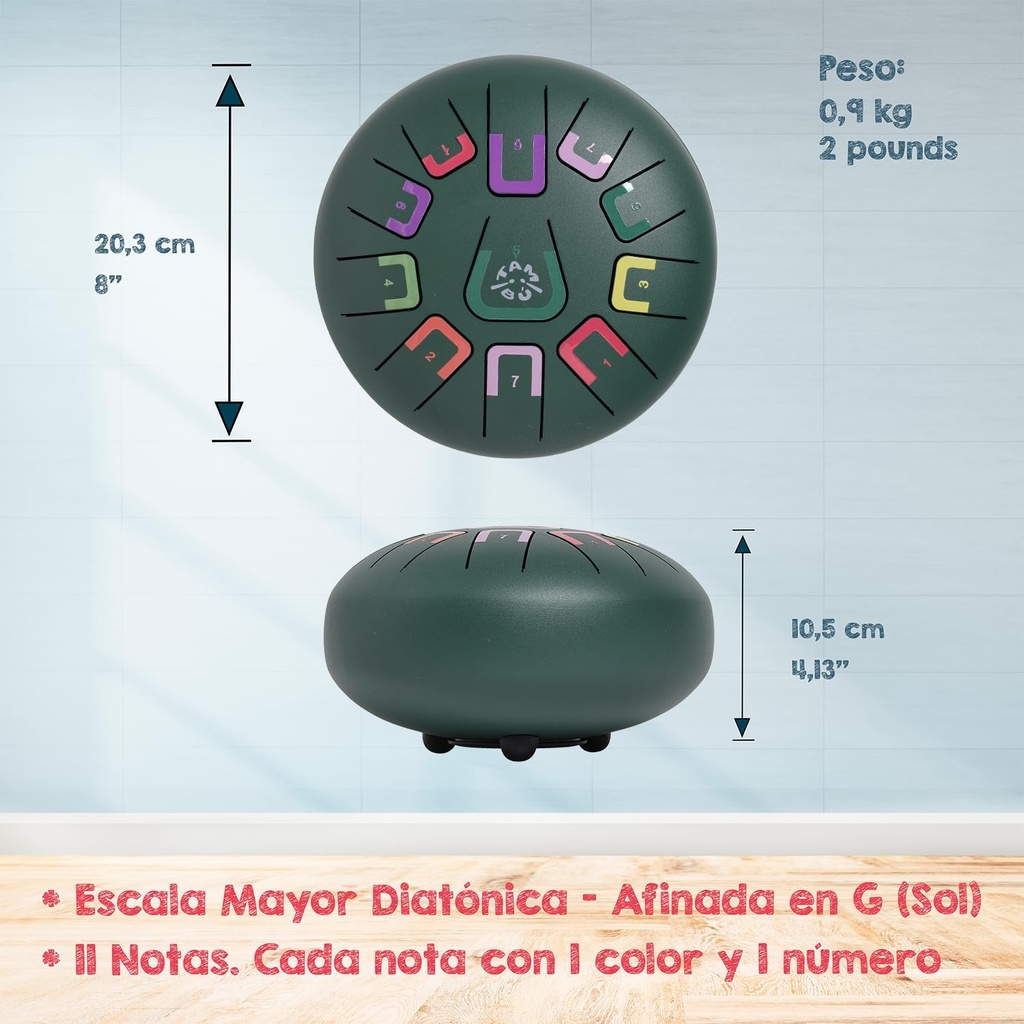 TAMBU 8" 11 NOTAS VERDE MATE