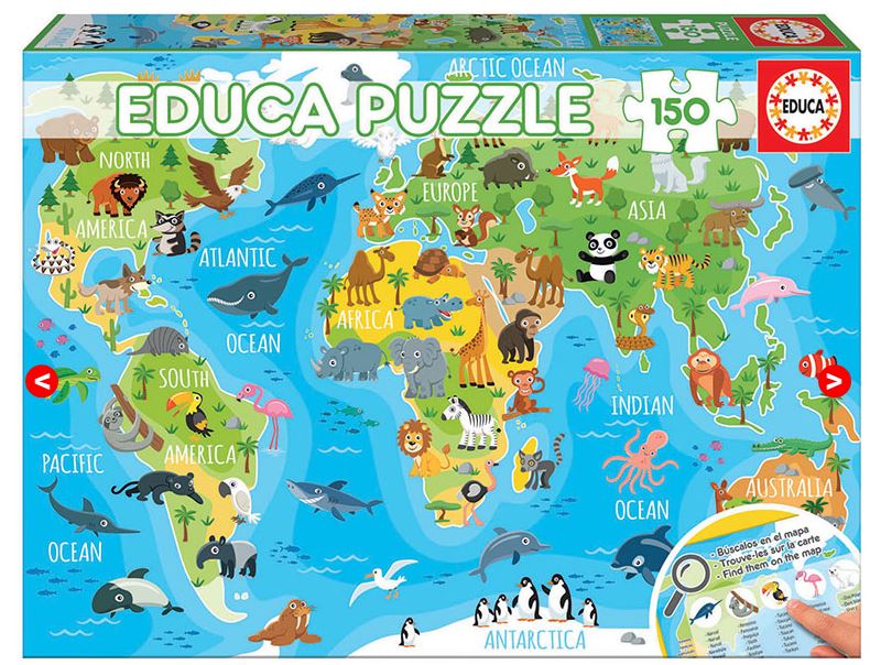PUZ. 150 MAPAMUNDI ANIMALES