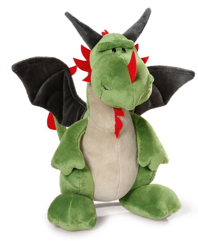 PELUCHE DRAGON VERDE SENTADO 30CM.