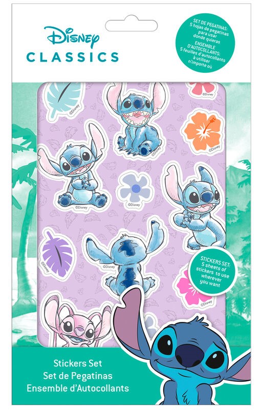 SET PAPELERIA STICKERS STITCH