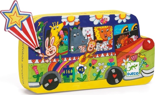 [36207272] PUZZLE SILUETA BUS ARCOIRIS
