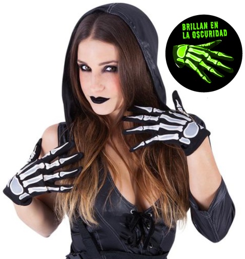 [78907710] GUANTES ESQUELETO GLOW IN D.