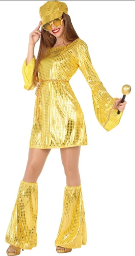 [01810401] DISFRAZ DISCO DORADO T.M-L