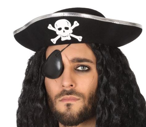 [01851063] SOMBRERO PIRATA NEGRO