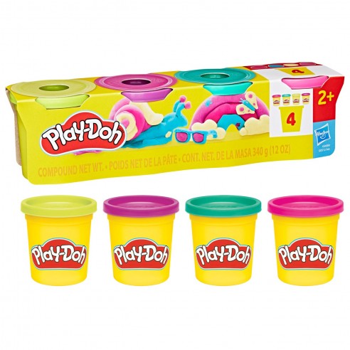 [25529339] PLAYDOH PACK 4 BOTES COL.VIVOS