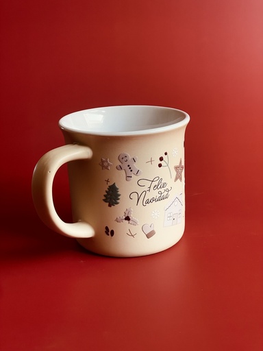 [01310601] TAZA BEIGE NAVIDAD