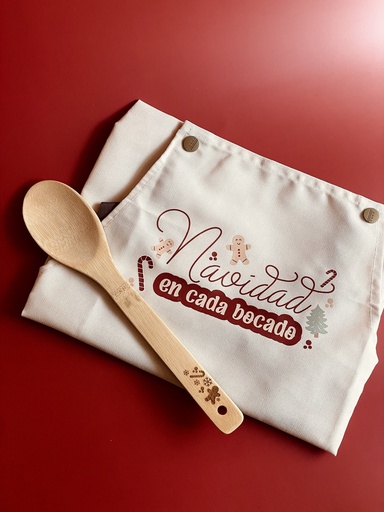 [01320601] DELANTAL+CUCHARA NAVIDAD